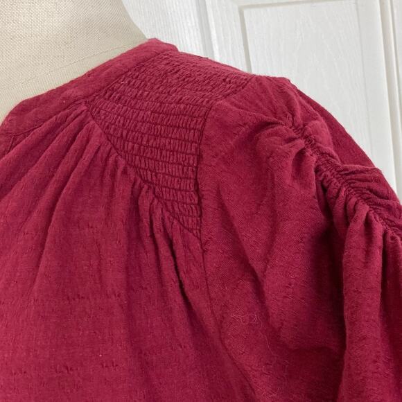 Free People ruched sleeve top, womens oversize xs short sleeve peasant blouse - Picture 5 of 12